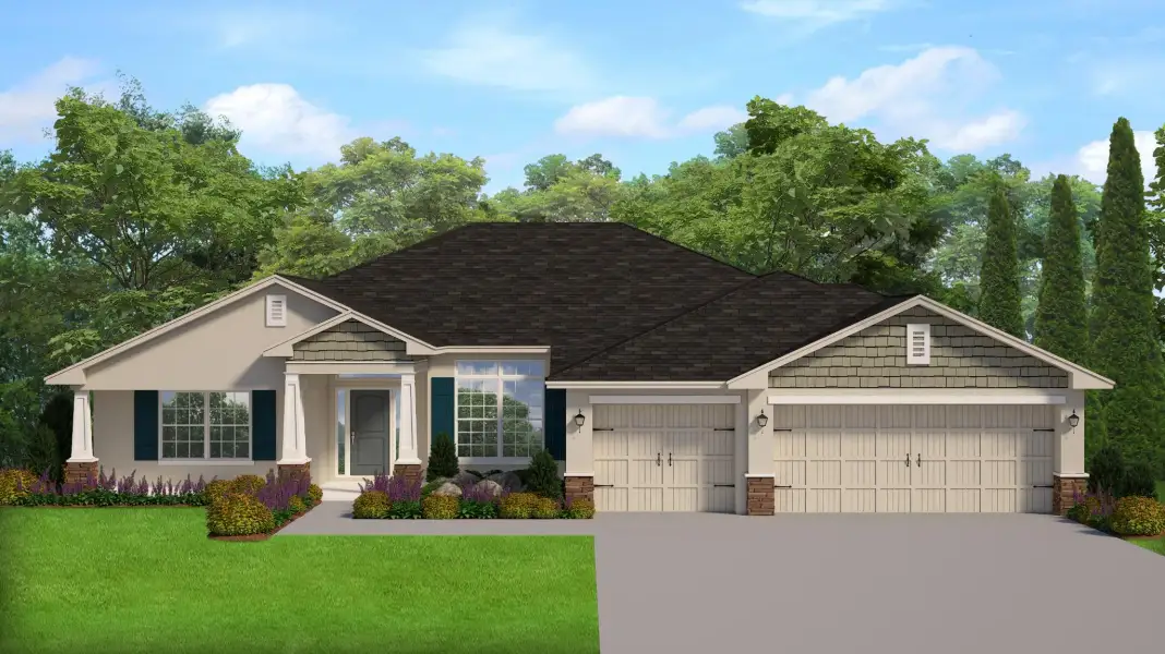 Representative exterior photo of a completed home built from the 2265 by Adams Homes in Flagler Estates, Hastings, FL (Image 29).
