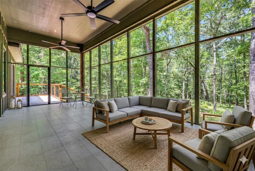 Virtually staged - the screened in porch offers a peaceful, bug-free retreat to enjoy the outdoors year-round