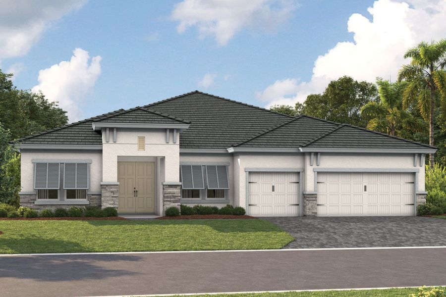 Representative exterior photo of a completed home built from the Cedar Key I by Homes by WestBay in Crestwood Estates, Valrico, FL (Image 7). Representative exterior photo of a completed home built from the Cedar Key I by Homes by WestBay in Crestwood Estates, Valrico, FL (Image 7).