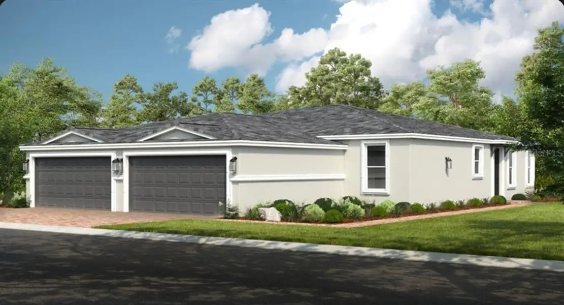Front exterior of a new home in Center Lake Ranch Community Group Page, St. Cloud, FL, highlighting curb appeal (Image 1). Front exterior of a new home in Center Lake Ranch Community Group Page, St. Cloud, FL, highlighting curb appeal (Image 1).