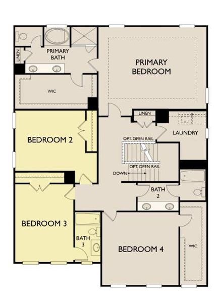 2D floor plan layout of this home in Eastlyn Crossing, Flowery Branch, GA (Image 3).