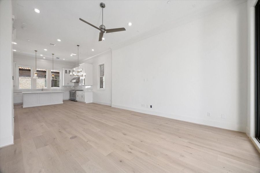 Open Kitchen, dining, living areas