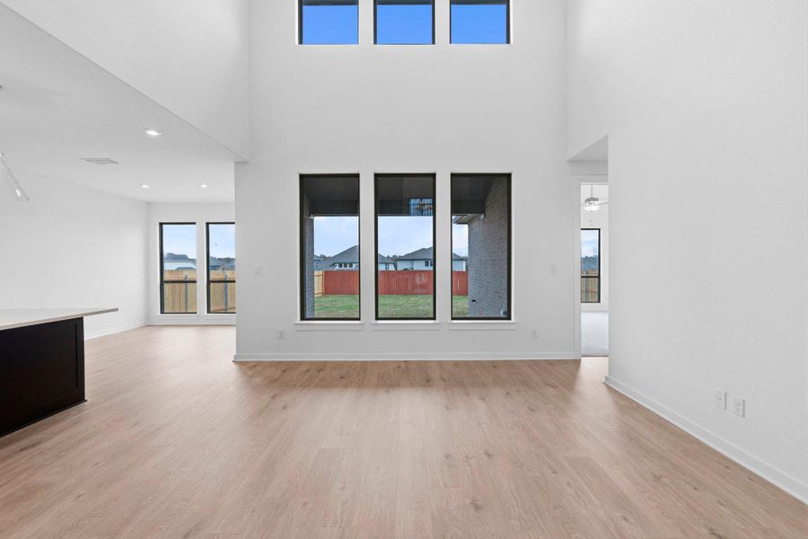 Family Room with soaring ceiling