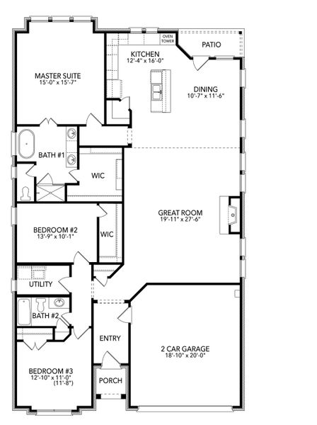 2D floor plan layout of this home in Sheppard's Place, Waxahachie, TX (Image 5).