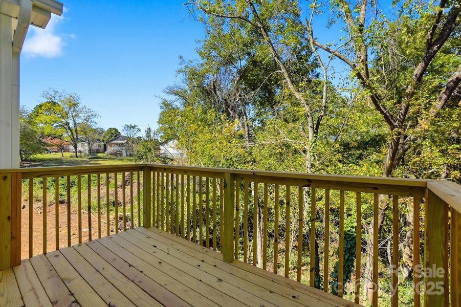 Back Deck overlooking private wooded back yard Back Deck overlooking private wooded back yard