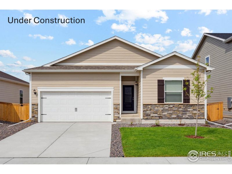 Front exterior of a new home in Hidden Valley Farm, Severance, CO, highlighting curb appeal (Image 12). Front exterior of a new home in Hidden Valley Farm, Severance, CO, highlighting curb appeal (Image 12).