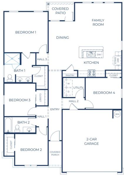 2D floor plan layout of this home in Southern Pointe, College Station, TX (Image 4).
