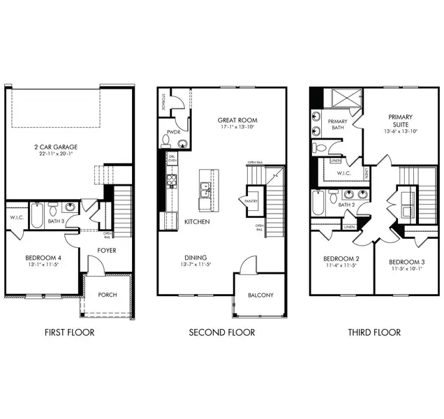 2D floor plan layout of this home in Martin Springs - Highland Series, Lawrenceville, GA (Image 2). 2D floor plan layout of this home in Martin Springs - Highland Series, Lawrenceville, GA (Image 2).