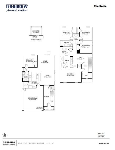 2D floor plan layout of this home in Heritage Crossing, Conway, SC (Image 2).