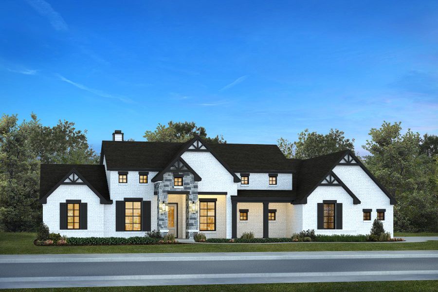 Representative exterior photo of a completed home built from the The Houston by Kenmark Homes in Cotten Creek, Azle, TX (Image 2). Representative exterior photo of a completed home built from the The Houston by Kenmark Homes in Cotten Creek, Azle, TX (Image 2).