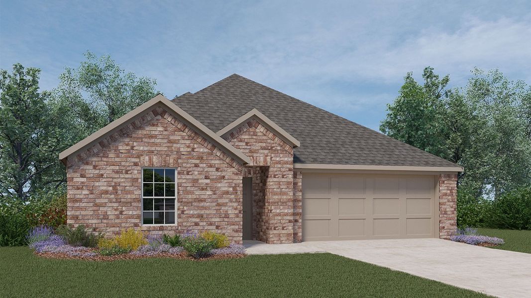 Front exterior of a new home in Liberty Crossing, Royse City, TX, highlighting curb appeal (Image 1). Front exterior of a new home in Liberty Crossing, Royse City, TX, highlighting curb appeal (Image 1).