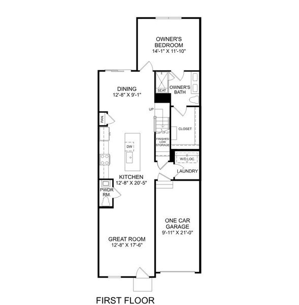 2D floor plan layout for the Nassau Cove by Ryan Homes in Arden Woods, Greenville, SC (Image 2).