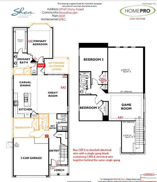 2D floor plan layout of this home in Woodhavyn 40', Magnolia, TX (Image 4).