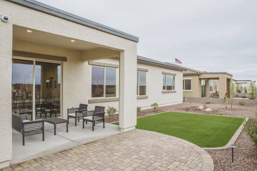 Exterior details and patio area of a home in Valencia at Granite Vista, Waddell (Image 3).