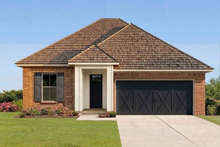 Representative exterior photo of a completed home built from the Davis II G by DSLD Homes in Longleaf, Lumberton, TX (Image 1). Representative exterior photo of a completed home built from the Davis II G by DSLD Homes in Longleaf, Lumberton, TX (Image 1).