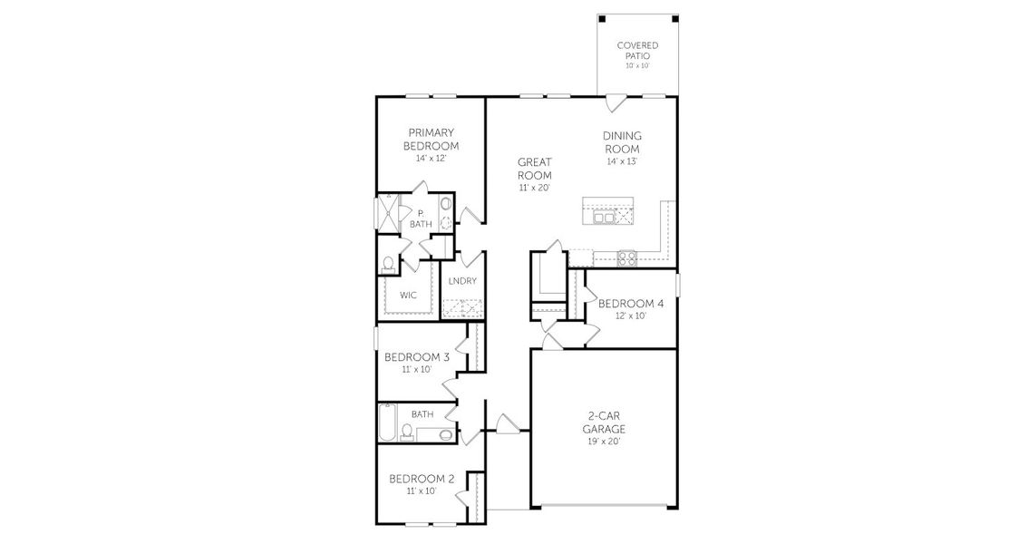 2D floor plan layout for the Starr - Single Family Homes by Dream Finders Homes in Briarwood, Elgin, TX (Image 3).