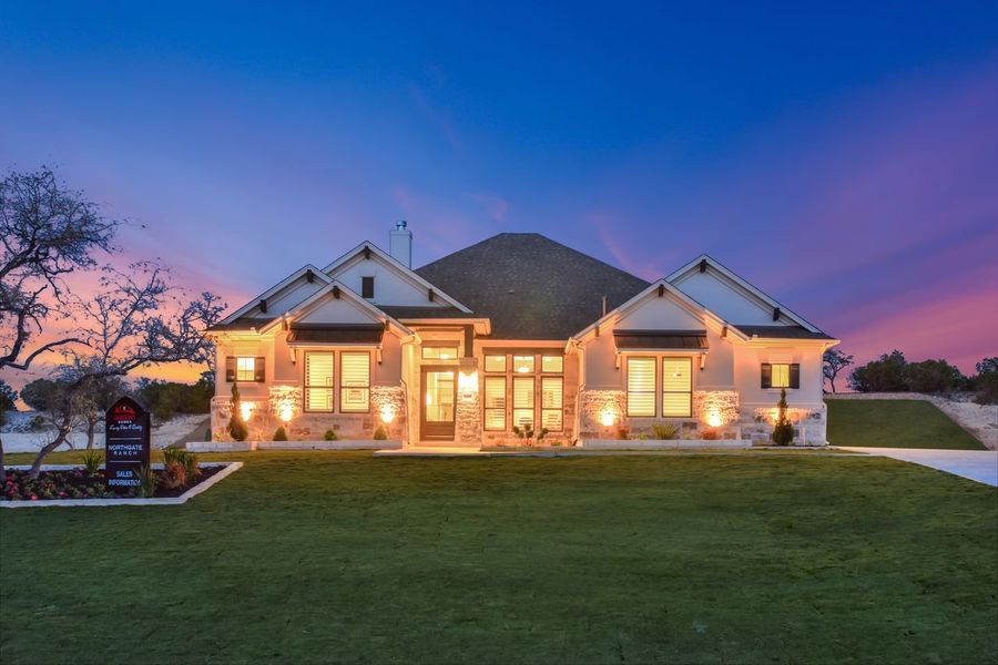 Representative exterior photo of a completed home built from the Siena II by Giddens Homes in Clearwater Ranch, Liberty Hill, TX (Image 33).