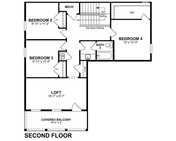 2D floor plan layout for the Mulberry by Beazer Homes in Marshfield: Reserve Collection, Longs, SC (Image 5). 2D floor plan layout for the Mulberry by Beazer Homes in Marshfield: Reserve Collection, Longs, SC (Image 5).