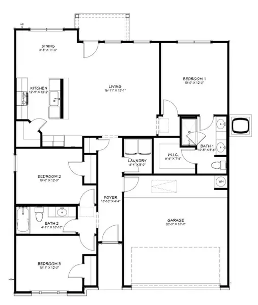 2D floor plan layout of this home in Ridge at Knob Creek Single Family, Temple, TX (Image 3). 2D floor plan layout of this home in Ridge at Knob Creek Single Family, Temple, TX (Image 3).