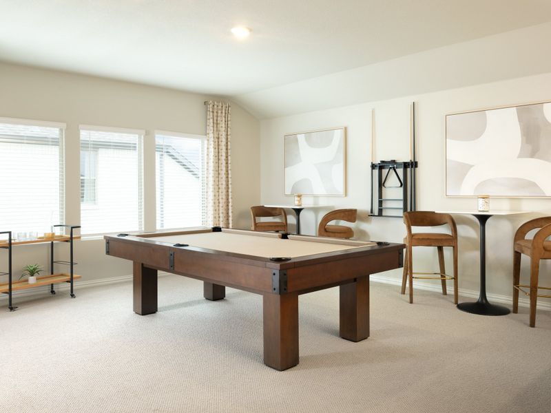 Upstairs flex space great for a game room.