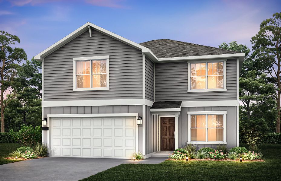 The Enloe, a two-story home with 2-car garage, shown with Home Exterior HC102