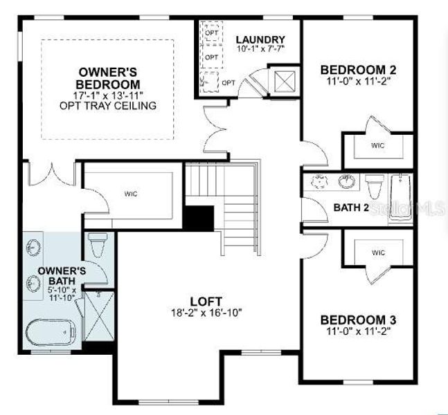 2D floor plan layout of this home in Eden at Crossprairie, St. Cloud, FL (Image 5).
