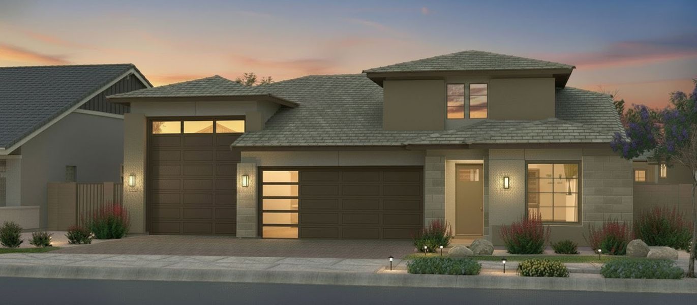 Representative exterior photo of a completed home built from the Tide's Wharf by Fulton Homes in Sonoma Coast, Queen Creek, AZ (Image 7). Representative exterior photo of a completed home built from the Tide's Wharf by Fulton Homes in Sonoma Coast, Queen Creek, AZ (Image 7).
