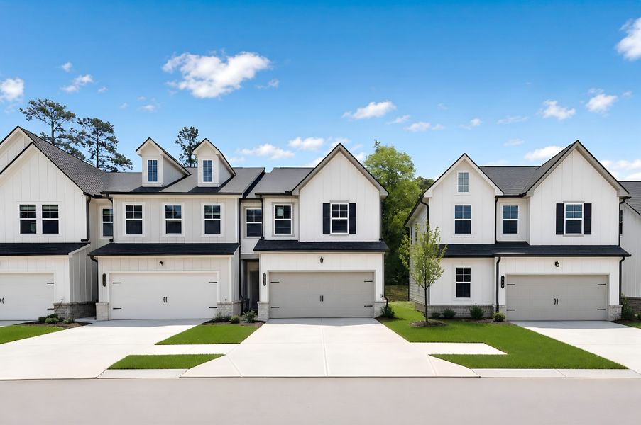 Front exterior of a new home in Pinewood Townhomes, Chattanooga, TN, highlighting curb appeal (Image 1). Front exterior of a new home in Pinewood Townhomes, Chattanooga, TN, highlighting curb appeal (Image 1).
