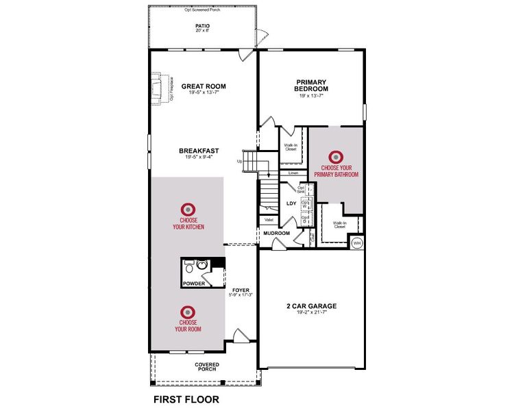 2D floor plan layout for the Taylor by Beazer Homes in Stonewood Estates: Legacy, Durham, NC (Image 12).