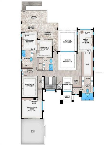 2D floor plan layout of this home in Emerson Pointe, Orlando, FL (Image 3).