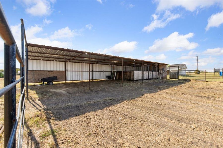 View of horse barn