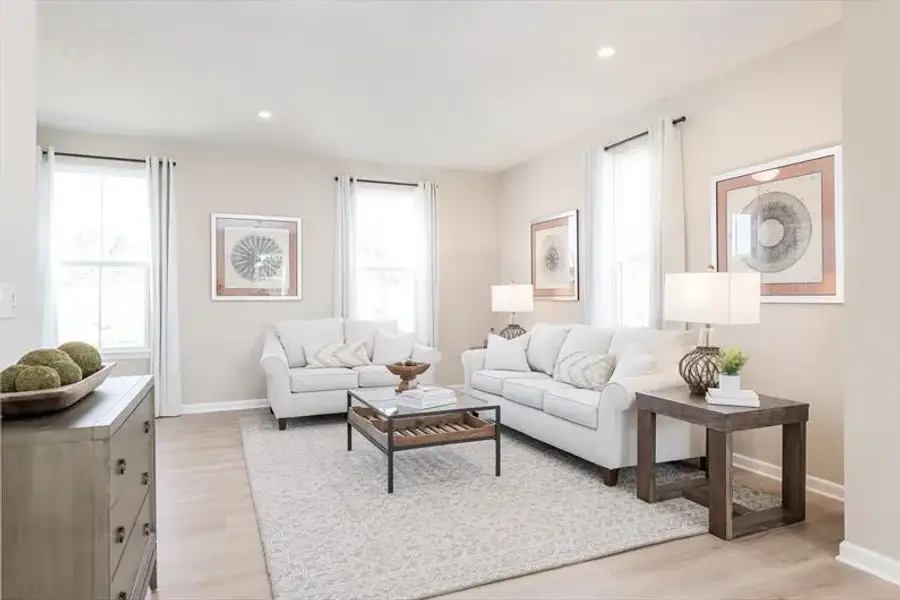 Representative furnished interior of a home built from the Beethoven Front Entry by Ryan Homes in The Towns at Millwood, Charlotte (Image 6).