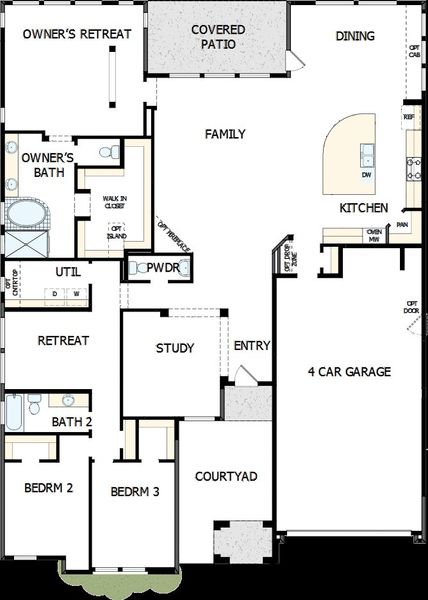 2D floor plan layout of this home in Canyon Views – 80’ Paradise Series, Litchfield Park, AZ (Image 5). 2D floor plan layout of this home in Canyon Views – 80’ Paradise Series, Litchfield Park, AZ (Image 5).