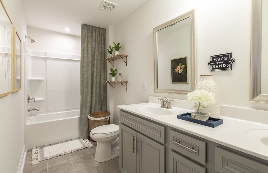 Second Floor Hall Bathroom with Double Sink Vanity