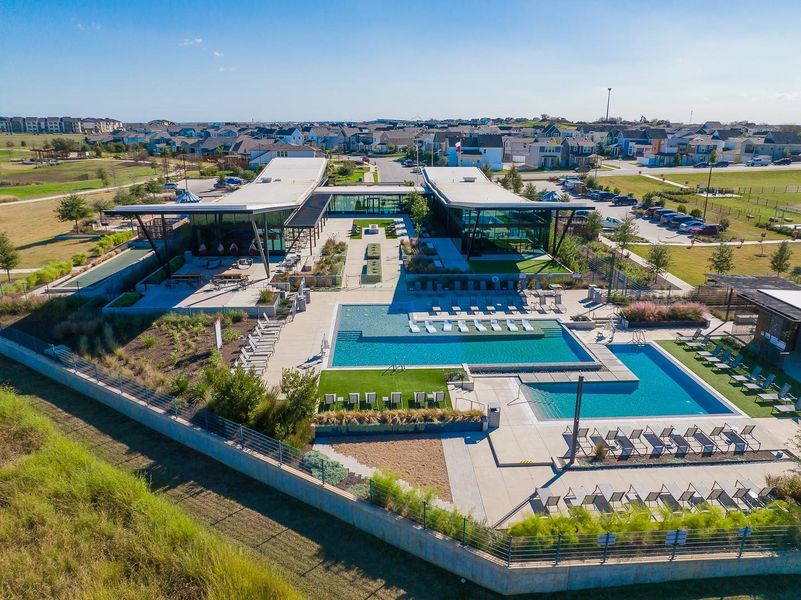 Bird's eye view of a pool area
