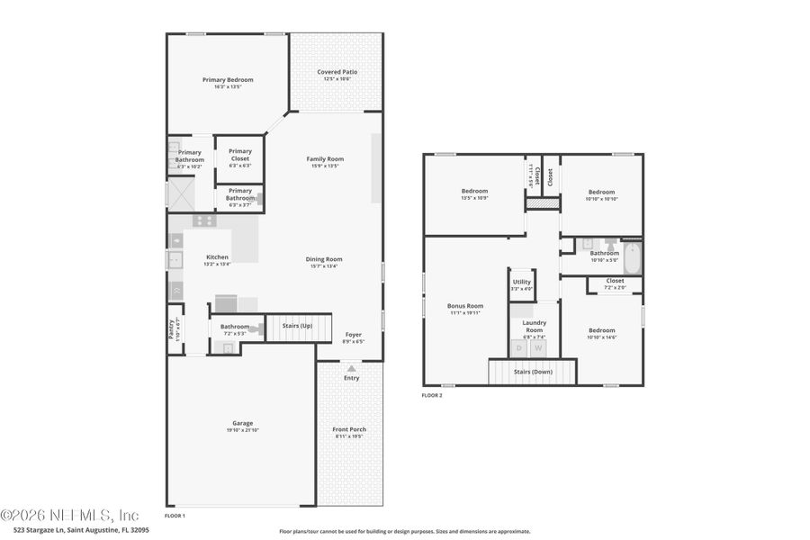 2D floor plan layout of this home in Beacon Lake, St. Augustine, FL (Image 5).