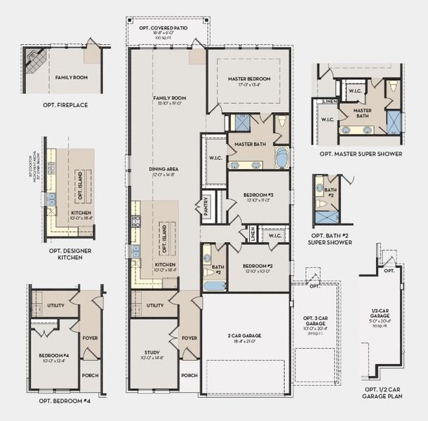 2D floor plan layout for the Montauk by CastleRock Communities in Wildrye, Waller, TX (Image 3).