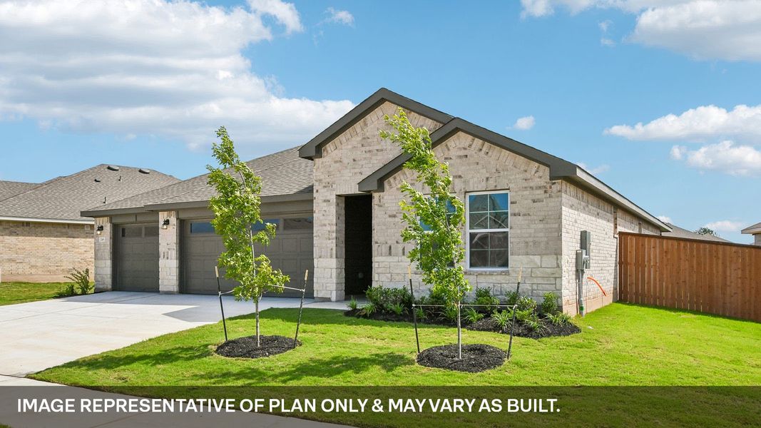 Representative exterior photo of a completed home built from the The Courtland by D.R. Horton in Riverview, Georgetown, TX (Image 17).