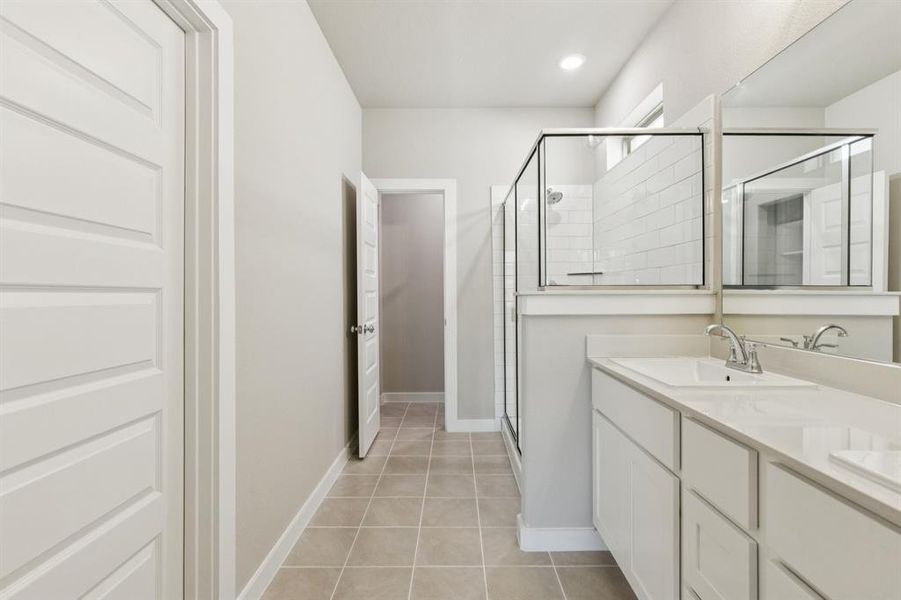 Primary Bathroom in the Stanley II home plan by Trophy Signature Homes – REPRESENTATIVE PHOTO