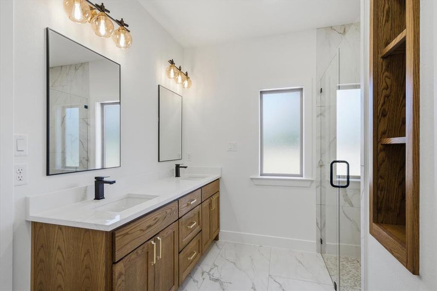 Dual sink White oak vanity!