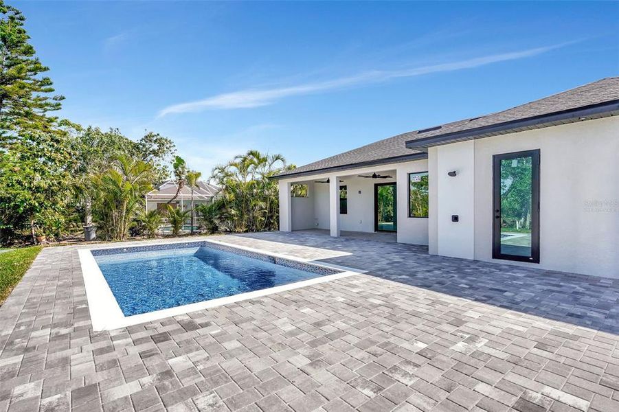 Pool Virtually Staged with Water in Photo