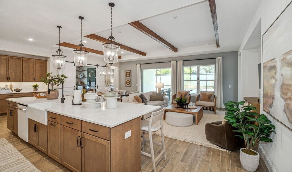 Kitchen with white apron-front sink