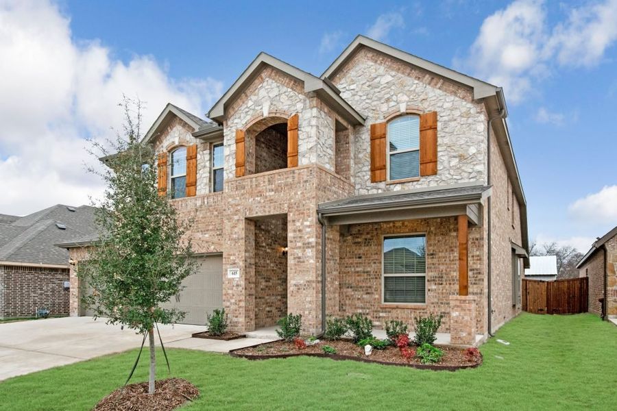 Representative exterior photo of a completed home built from the Preston by Impression Homes in Mercer Meadows, Royse City, TX (Image 2).