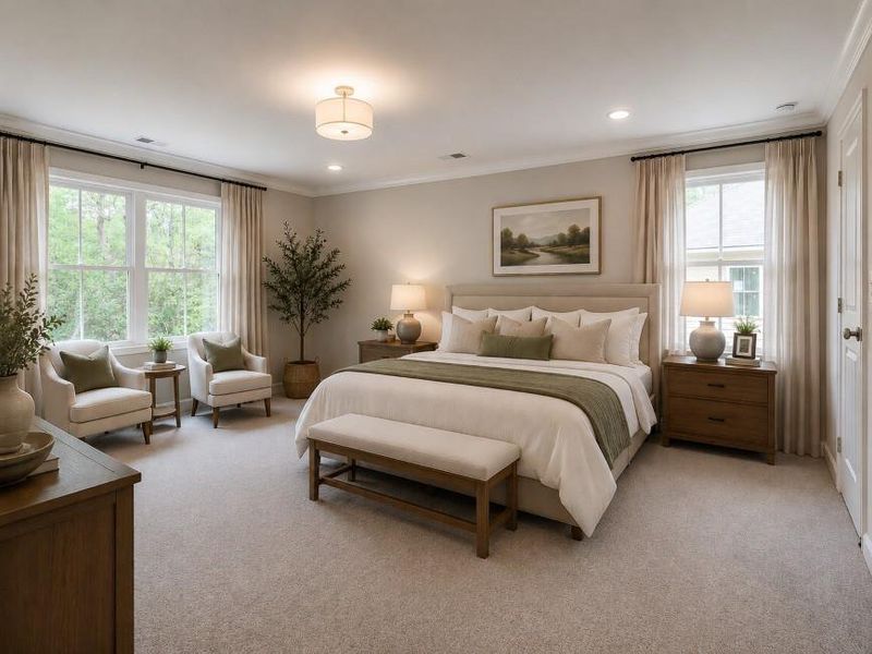 Furnished interior view inside a new home in Bluffs at Bells Ferry, Marietta (Image 6). Furnished interior view inside a new home in Bluffs at Bells Ferry, Marietta (Image 6).