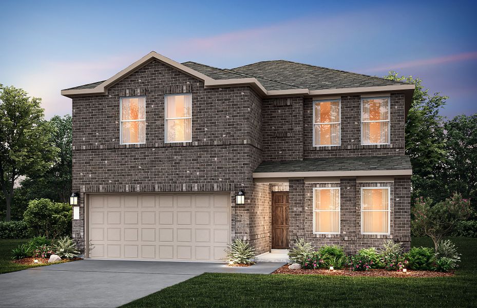 The Enloe, a two-story home with 2-car garage, shown with Home Exterior TR201