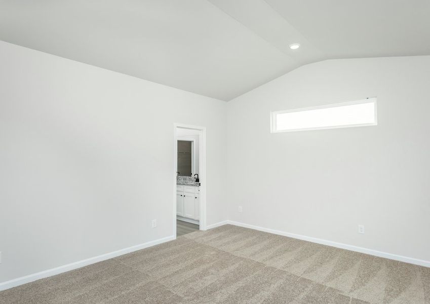 The master bedrooms has tall ceilings