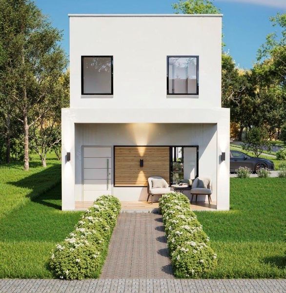 Front exterior of a new home in , St. Petersburg, FL, highlighting curb appeal (Image 1). Front exterior of a new home in , St. Petersburg, FL, highlighting curb appeal (Image 1).
