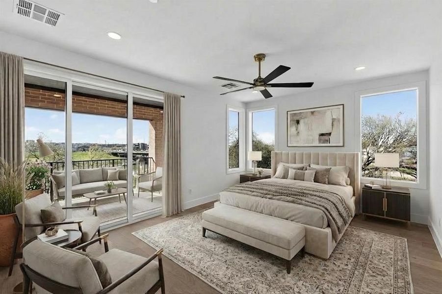 Primary bedroom virtually staged