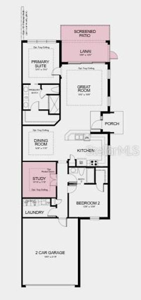 2D floor plan layout of this home in Esplanade at Skye Ranch, Sarasota, FL (Image 2).