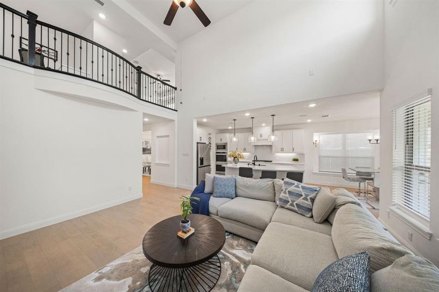 View from the living room to the kitchen.